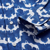 Unisex Linen Long Sleeve Shirt - Elephant Palace Blue