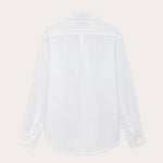 Abaco white Mens Linen Shirt back view.