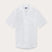 Front view of Love Brand Arawak Mens White Linen Shirt. Short-sleeved white shirt with front pocket and camp collar.