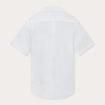 Back view of short-sleeved Arawak Mens White Linen Shirt