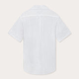 Back view of short-sleeved Arawak Mens White Linen Shirt