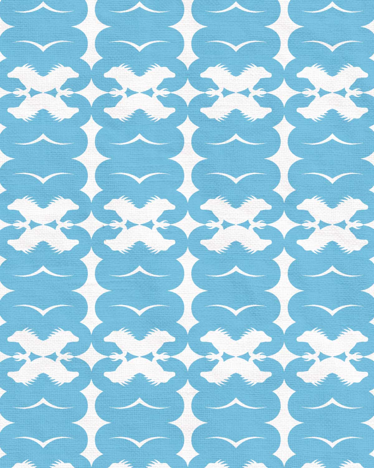 Pattern of white iguanas on blue background