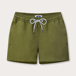 Boys Olive Green Staniel Swim Shorts with adjustable drawstring waist and elastic band.