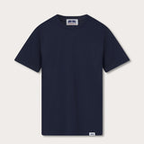 Front view of Kids Navy Blue Lockhart With Tab T-Shirt. Short sleeved blue t-shirt for kids.