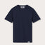 Front view of Kids Navy Blue Lockhart With Tab T-Shirt. Short sleeved blue t-shirt for kids.