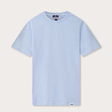 Front view of Kids Sky Blue Lockhart With Tab T-Shirt. Short sleeved blue t-shirt for kids.