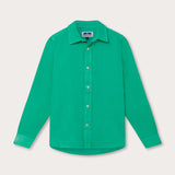 Boys Sicilian Green Abaco Linen Shirt, long-sleeved, lightweight linen fabric.