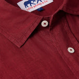 Burgundy Abaco men's Linen Shirt with Label Detail and White Buttons