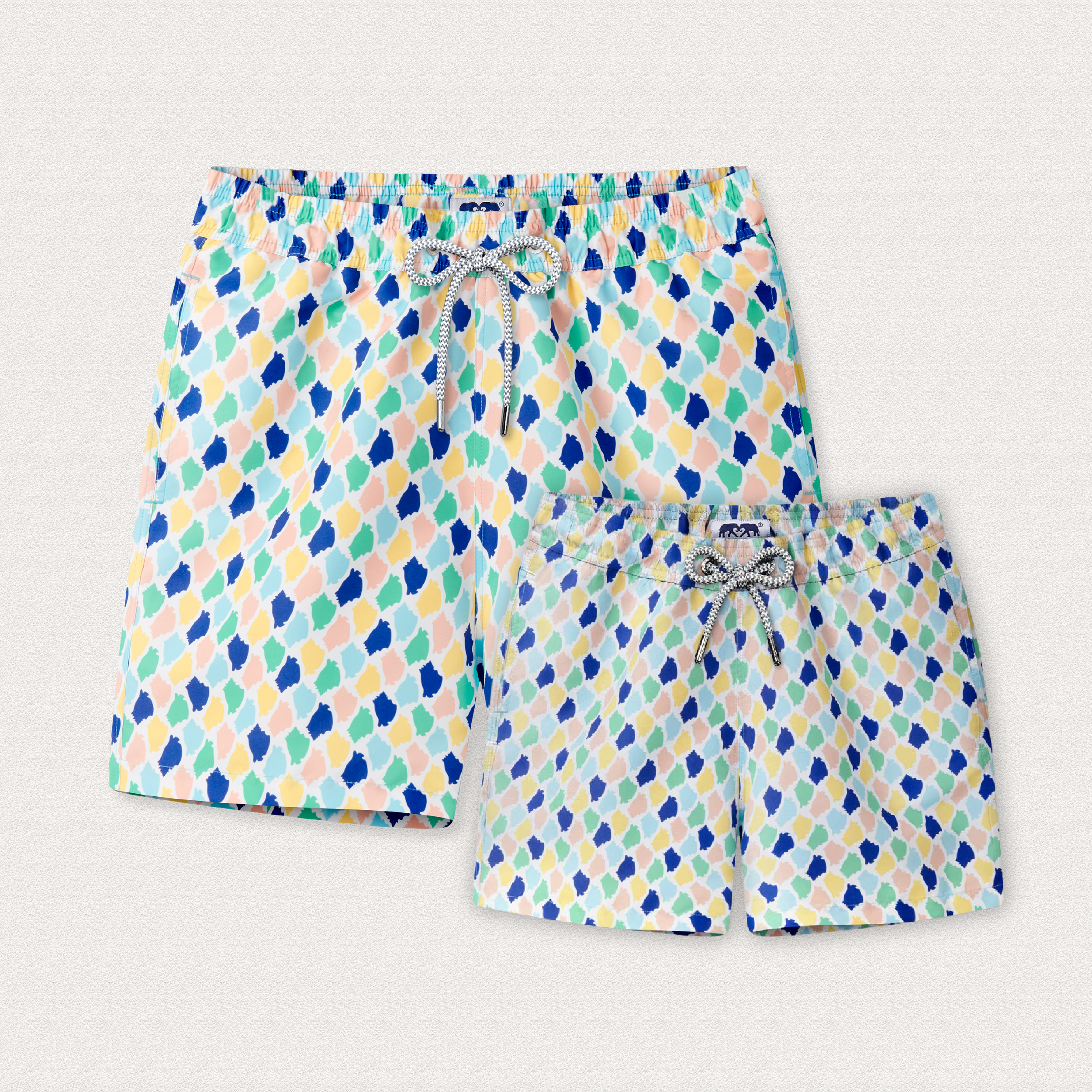 Pair of colourful patterned swim shorts 