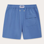 Men's Deep Blue Staniel Swim Shorts back view. Plain blue swim shorts featuring back pocket.