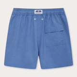 Men's Deep Blue Staniel Swim Shorts back view. Plain blue swim shorts featuring back pocket.