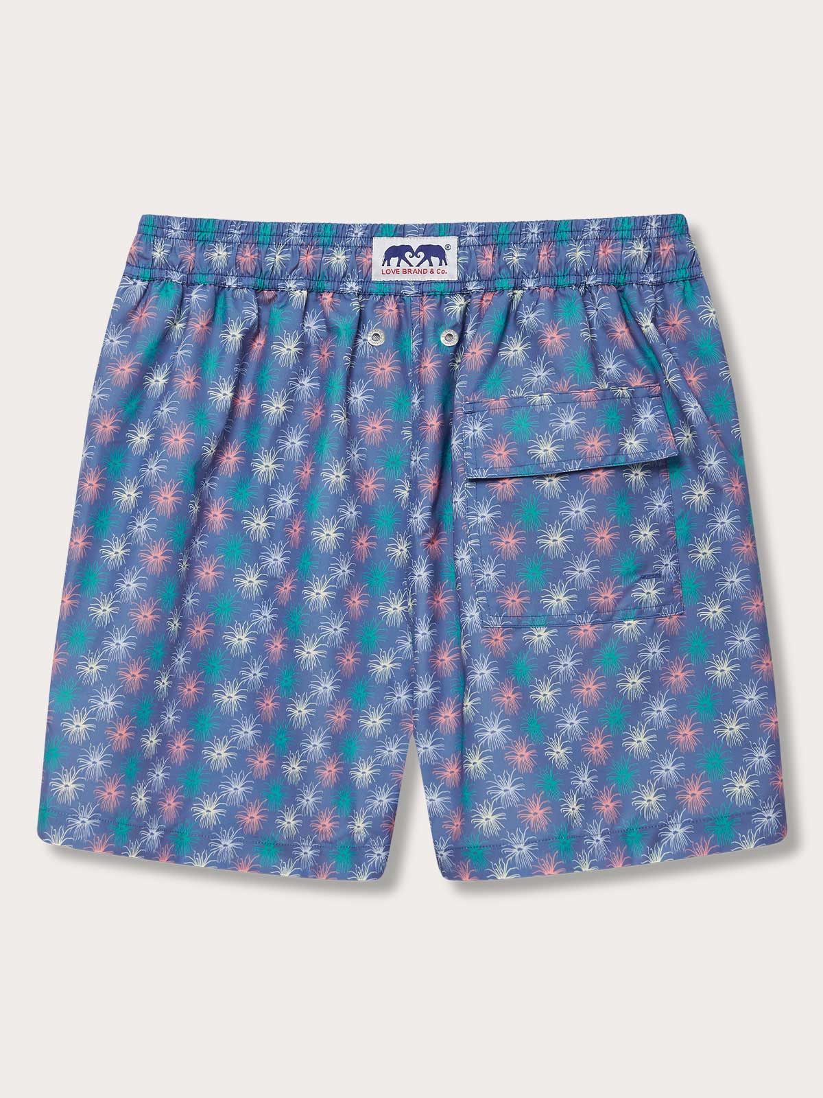 Men's Don't be Anemone Staniel Swim Shorts. Patterned swim shorts featuring a colorful sea anemone print on a quick-drying fabric.