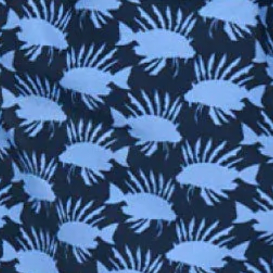 Pattern of blue fish on a dark background