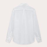 Hoffman Mens White Linen Shirt back view. 