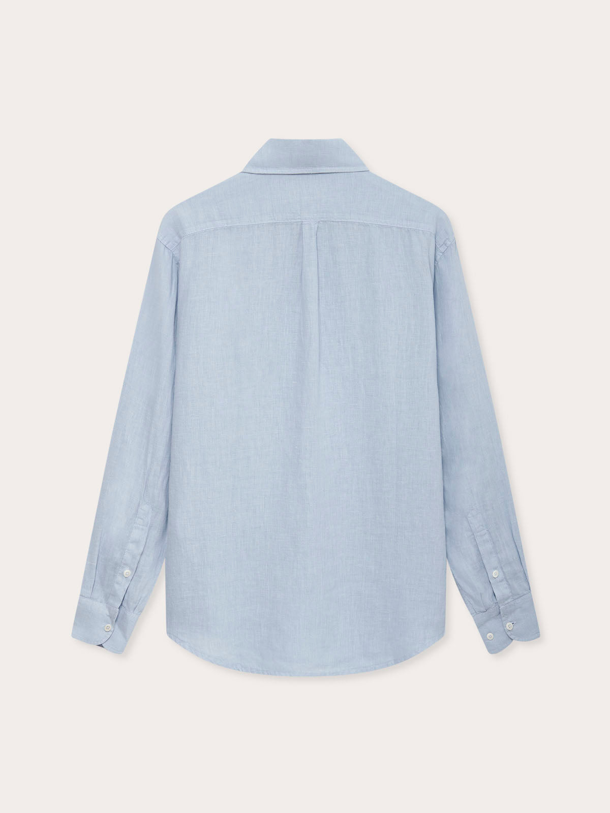 Hoffman Sky Blue mens Linen Shirt back view.