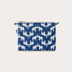 Quilted clutch bag in blue with white elephant palace design.