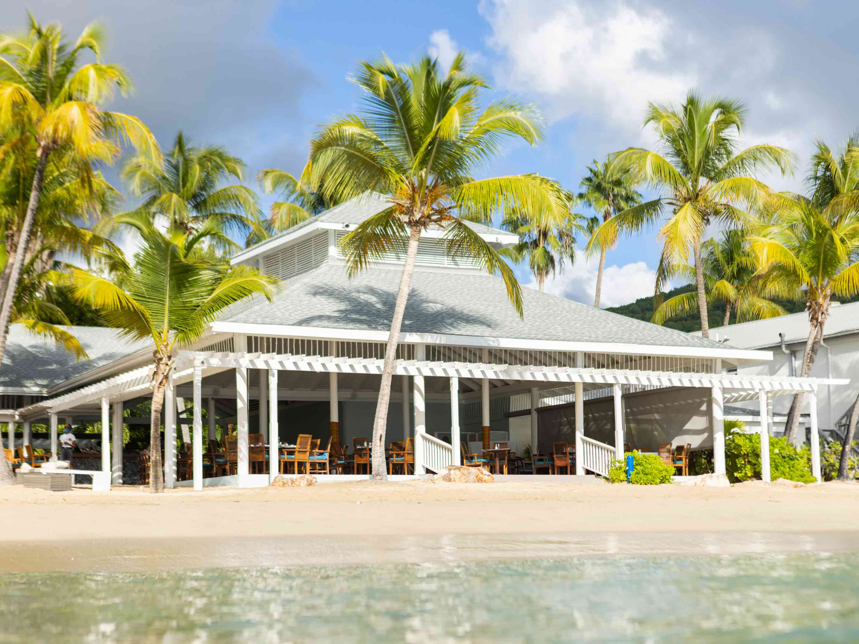 Indigo on the beach restaurant at Carlisle Bay resort.