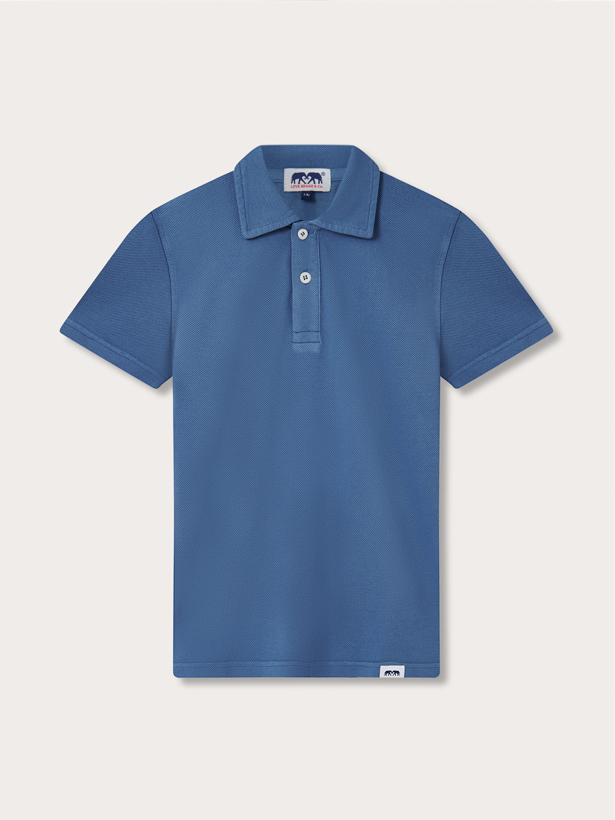 Front view of Kids Deep Blue Pensacola With Tab Polo Shirt. Short sleeved kids polo.