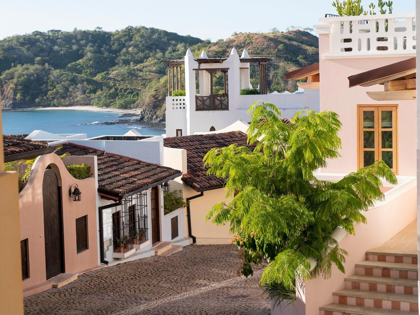 Las Catalinas Street with sea view