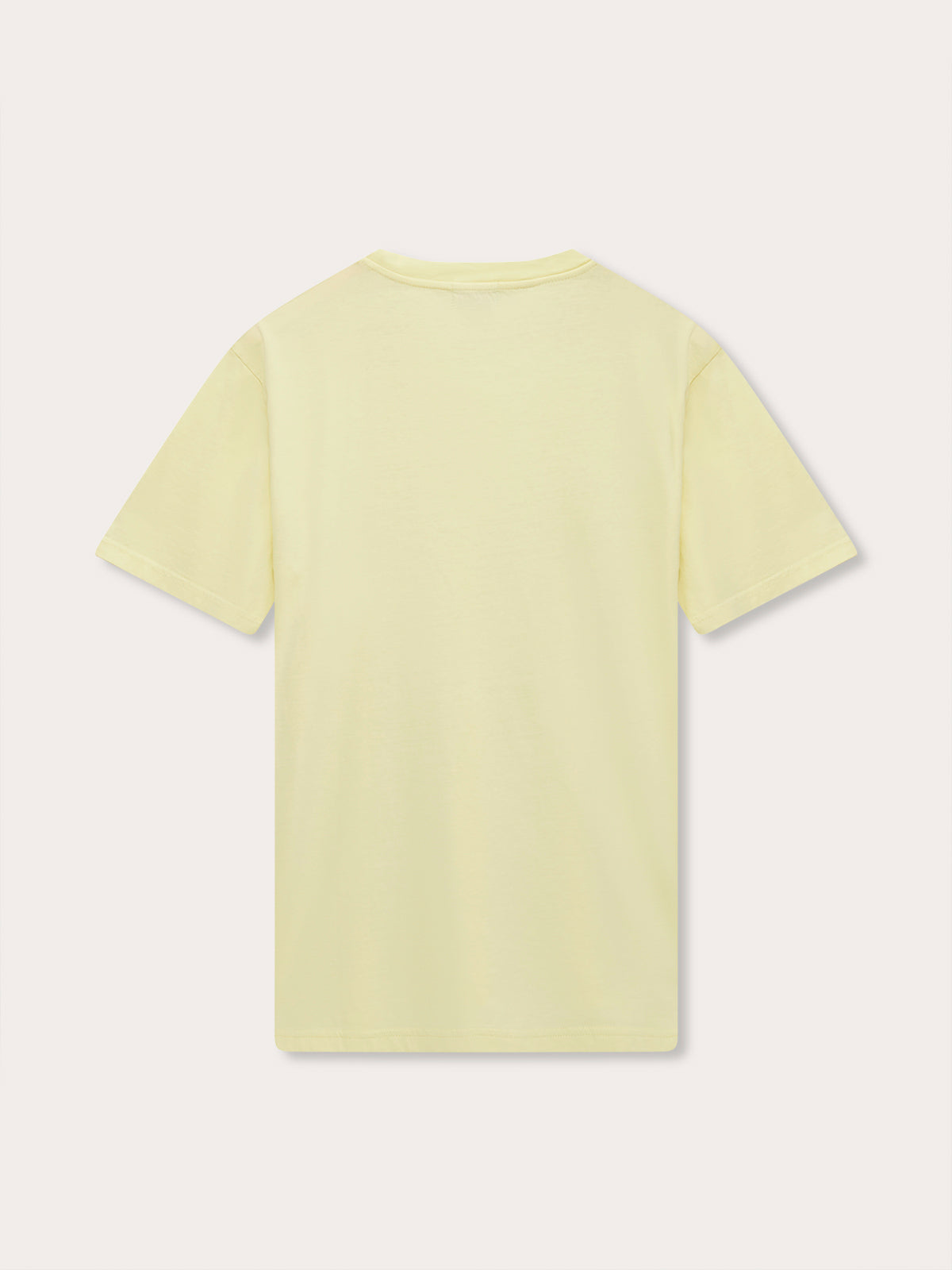 Back view of Men's Limoncello Lockhart T-Shirt in light yellow organic cotton fabric.