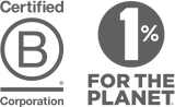 b-corp logo - 1% for planet logo