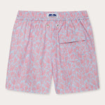 Men's Crazy Coral Staniel Swim Shorts with pink and blue tropical coral print, inspired by Bahamian coral reefs.