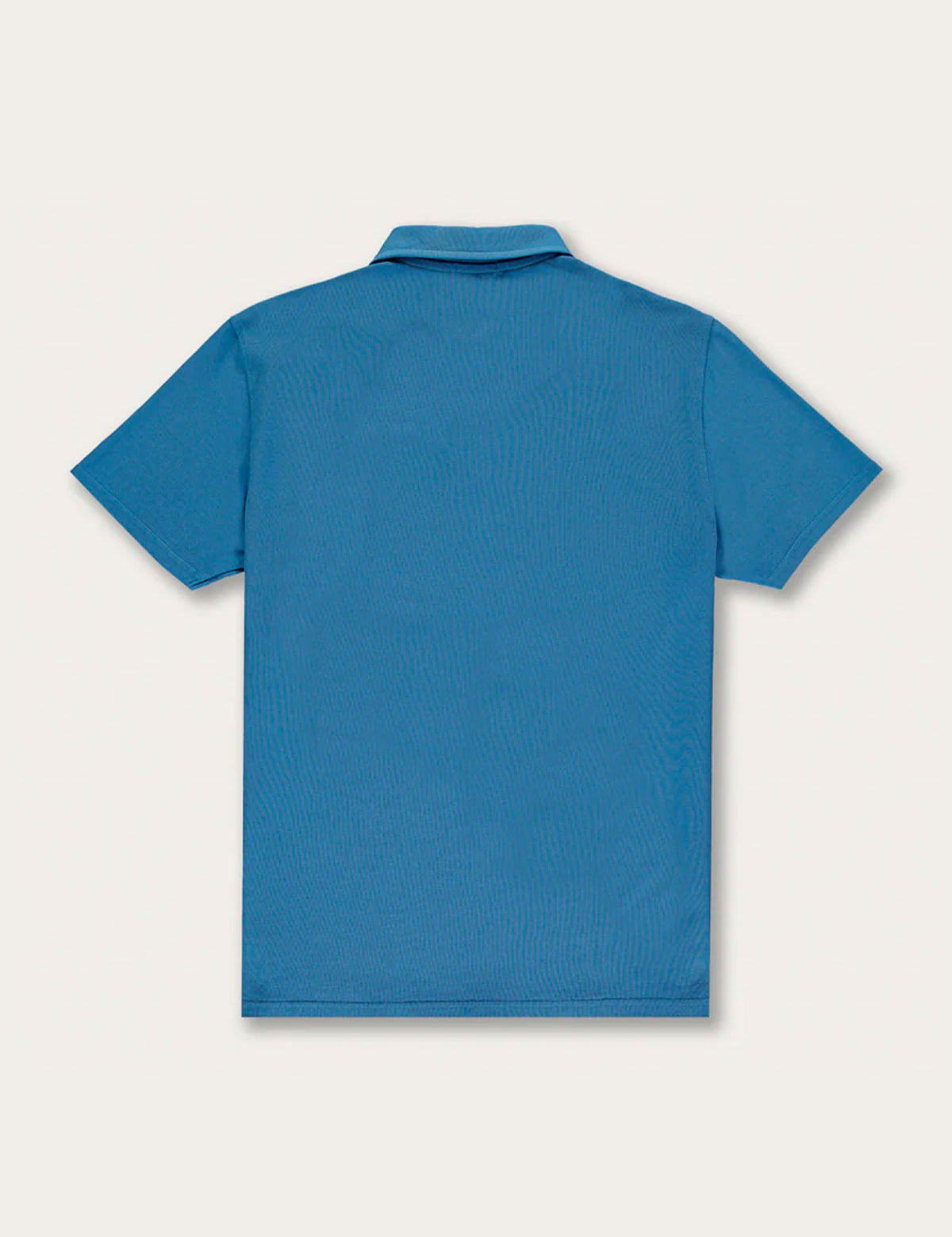 Men's French Blue Pensacola Polo Shirt, back view.