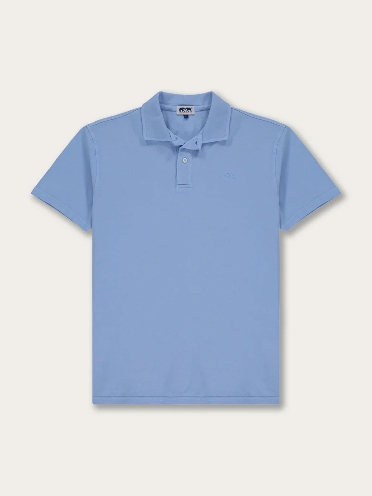 Men's Ocean Blue Pensacola Polo Shirt displayed on white background.