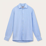 Men's Sky Blue Galliot Cotton Shirt with Soft Waffle Texture, Ideal for Beach Days and Aftersun Evenings.