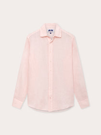 Men's Pastel Pink Abaco Linen Shirt with Long Sleeves and Button-Down Front