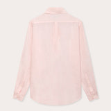 Men's Pastel Pink Hoffman Linen Shirt, long-sleeved, rear view.
