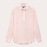 Men's Pastel Pink Hoffman Linen Shirt, Long Sleeved, 100% Linen Fabric, Relaxed Fit.