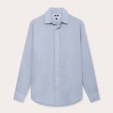 Men's Sky Blue Abaco Linen Shirt, long-sleeved with button-down front.