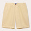 Men's Stone Burrow Linen Shorts in beige, front view, showcasing comfortable and breathable fabric suitable for warm temperatures.