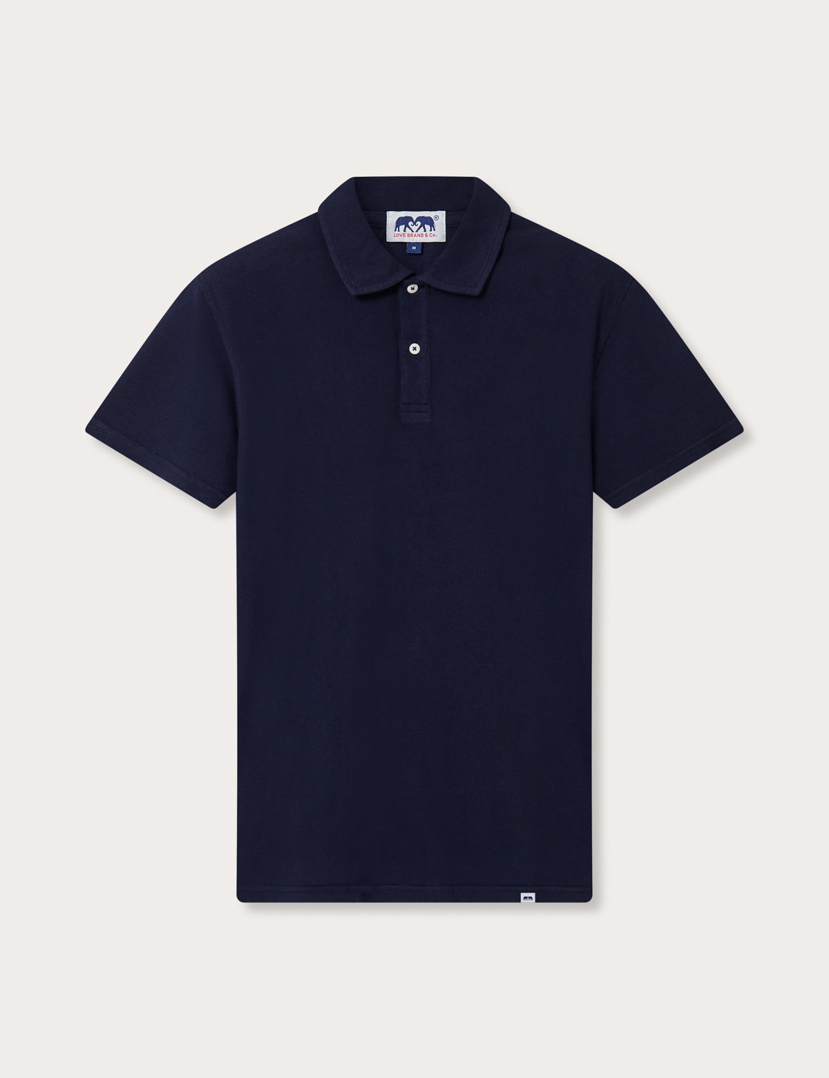 Front view of Men's Navy Blue Pensacola Polo Shirt, crafted from 100% organic cotton.