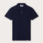 Front view of Men's Navy Blue Pensacola Polo Shirt, crafted from 100% organic cotton.