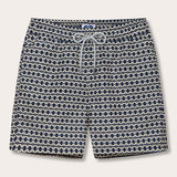 Men's Bee Propelled Staniel Swim Shorts with stone-coloured bee pattern and drawstring closure.