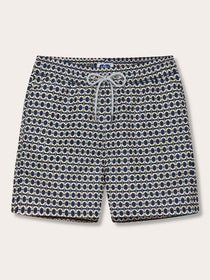 Men's Bee Propelled Staniel Swim Shorts with stone-coloured bee pattern and drawstring closure.