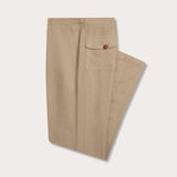 Side view of Mens Coconut Randall Linen trousers. Beige linen pants with handy pockets.