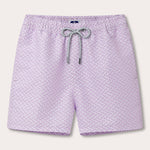 Mens Crazy Maze Staniel Swim Shorts by love brand & co. Purple and white swimming shorts with 2 front pockets and a drawstring waist.