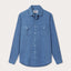 Men's Deep Blue Andros Linen Shirt. Denim blue linen shirt with double breasted pockets. Long-sleeved, button-up shirt.