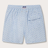 Men's Elephant Palace Sky Staniel Swim Shorts in sky blue with elephant and palace pattern, made from recycled plastic with a soft mesh interior, supporting elephant-human coexistence.
