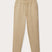 Front view of Men's Coconut Eleuthera Linen Trousers. Beige linen pants for men with 2 front pockets, drawstring tie and elastic waist.