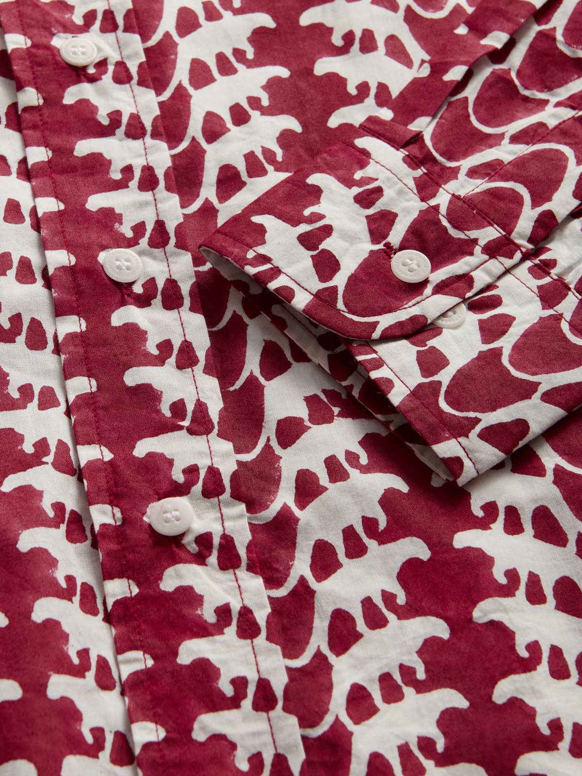 Cuff view of Men's Lurking Leopards Abaco Cotton Shirt.