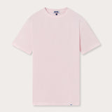 Front view of Men's Pastel Pink Lockhart With Tab T-Shirt. Light pink t-shirt in a relaxed fit crafted from 100% cotton.