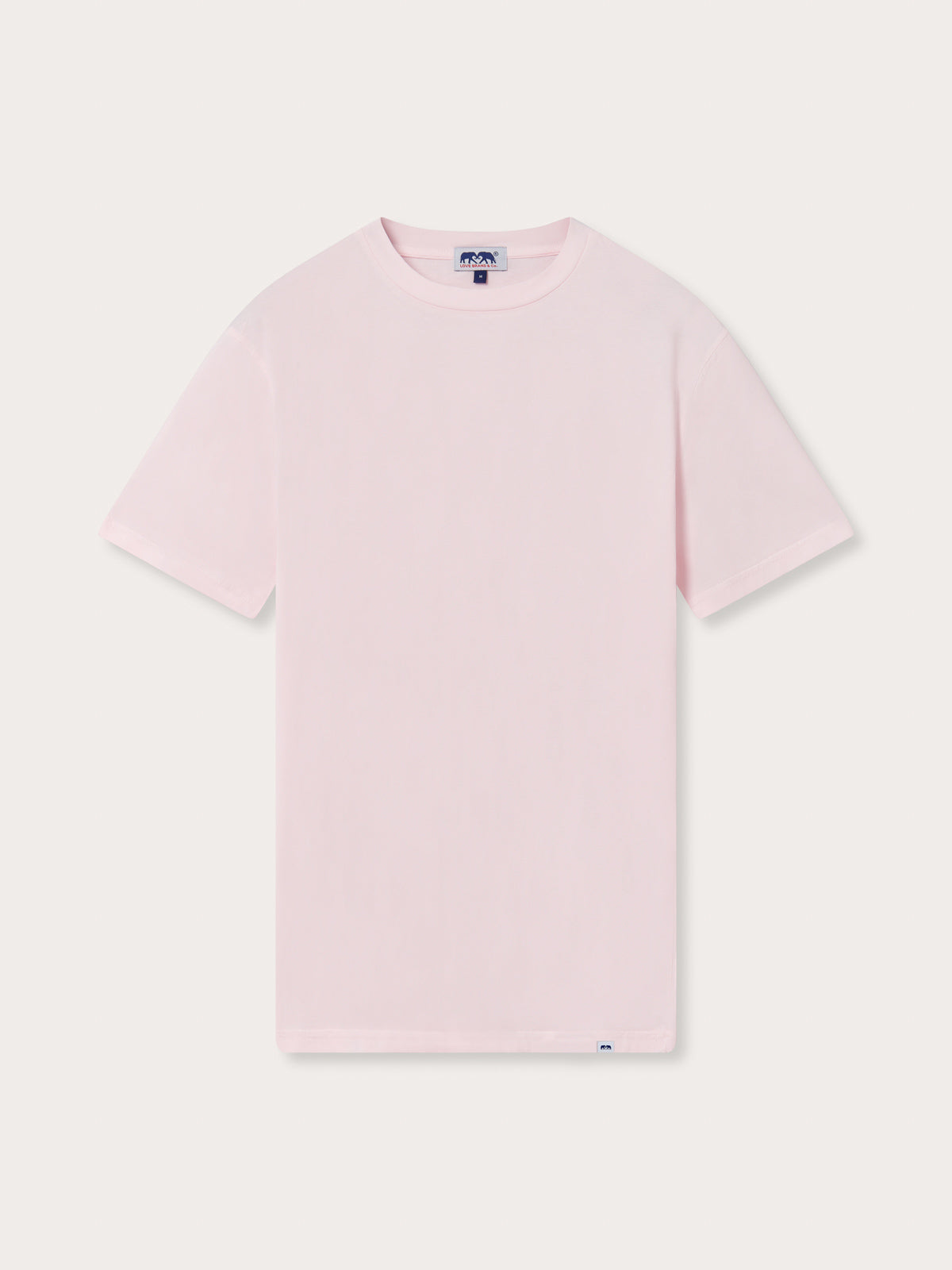 Front view of Men's Pastel Pink Lockhart With Tab T-Shirt. Light pink t-shirt in a relaxed fit crafted from 100% cotton.