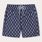 Men's Rhino Rhythm Staniel Swim Shorts by Love Brand & Co. Mens patterned swim shorts showcasing hidden rhino design.