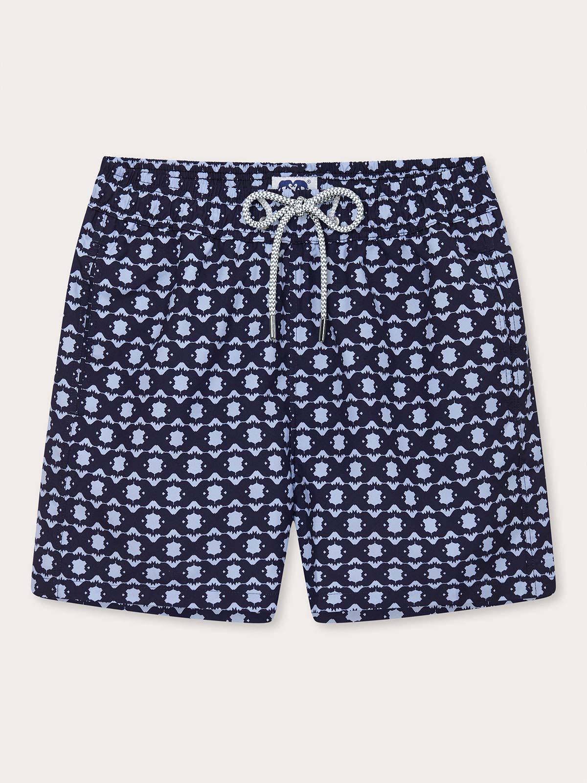 Men's Rhino Rhythm Staniel Swim Shorts by Love Brand & Co. Mens patterned swim shorts showcasing hidden rhino design.