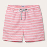 Men's Roseate Spoonbill Staniel Swim Shorts by LOVE BRAND & Co. featuring a pink patterned design inspired by the roseate spoonbill. Patterned swim shorts crafted from 100% recycled, quick-drying fabric.