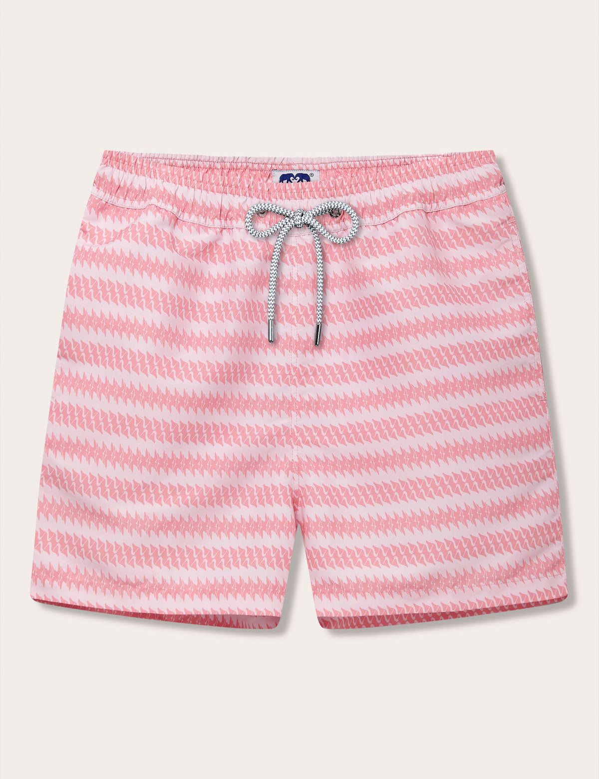 Men's Roseate Spoonbill Staniel Swim Shorts by LOVE BRAND & Co. featuring a pink patterned design inspired by the roseate spoonbill. Patterned swim shorts crafted from 100% recycled, quick-drying fabric.